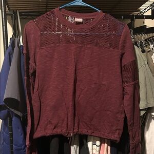 No Boundaries Burgundy Mesh Crop Top
